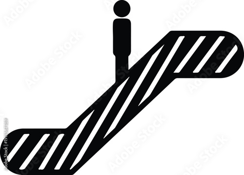 silhouette man standing on escalator in public building transit vector design