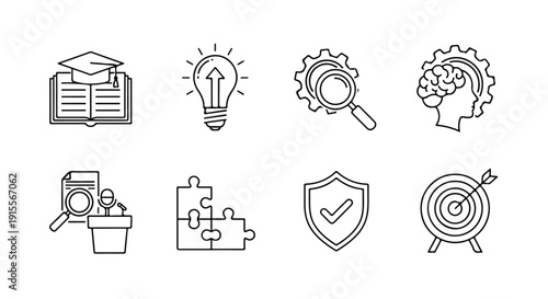 Icons representing various aspects of education and learning Vector
