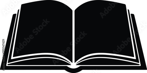 silhouette of an open book symbol for education and reading vector design