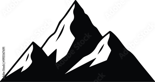 silhouette of high mountain peaks with snow caps and rocks vector design