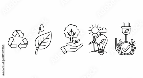 Illustrations of sustainability and eco-friendly practices Vector