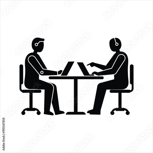 Human and Robot Collaborating on Laptops: A Modern Illustration of AI Integration in Business, Remote Work, and Customer Service Support