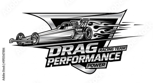 Drag Racing Car Performance Team Logo.