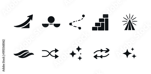 Business analytics solid icon set. Growth, strategy, data analysis icons collection