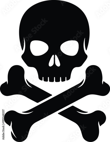 silhouette skull and crossbones pirate jolly roger danger warning vector design
