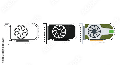 Computer cooling fans vector icon set flat design illustration - Vector icon Set - Stickers and Clipart - PNG and SVG Icon collection - Lineal icons - logo template