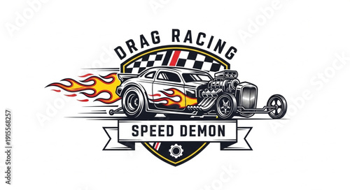Drag Racing Car Speed Demon Logo.