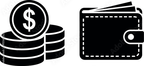 Stacked coins and wallet symbolizing personal finance and savings management