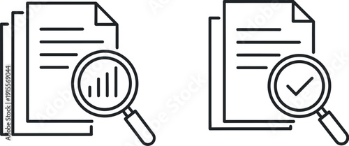 Comparison of document analysis methods with magnifying glasses and icons