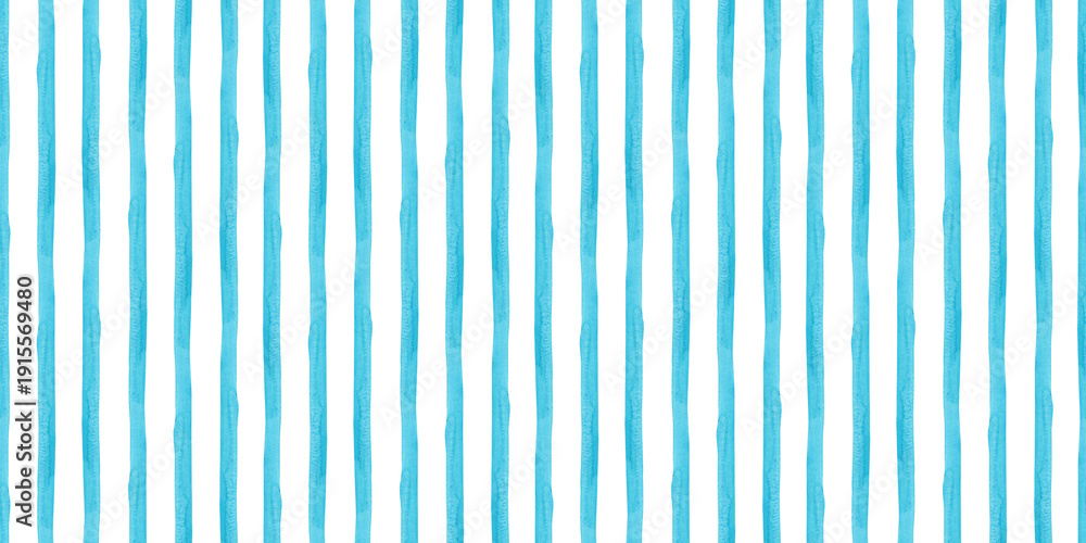 Obraz premium Blue indigo watercolor abstract vertical stripes kids background. Seamless pattern geometric of stroke for textile, baby shower decoration, summer sea graphic line print, tablecloth, linen