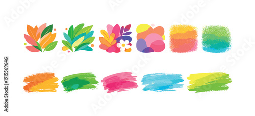 Nature abstract icon set. Decorative, nature-inspired flat icons for creative projects