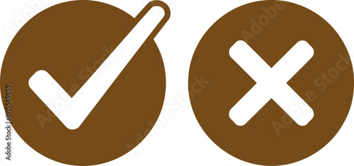 Green checkmark and red cross icons indicating approval and disapproval.