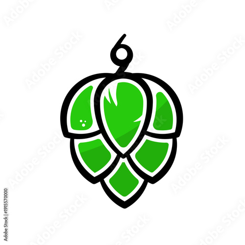 Green hop cone, vector icon