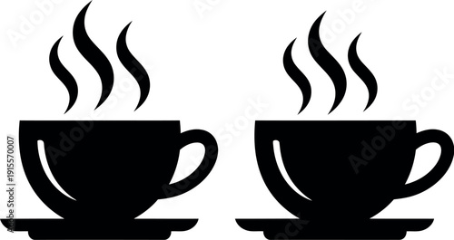 Two steaming cups of coffee on saucers ready for a cozy moment