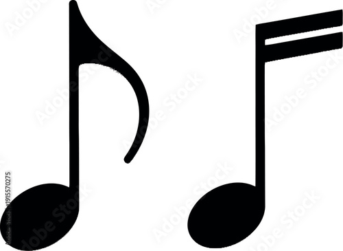 Two musical notes with different rhythmic values displayed in a simple black and white style