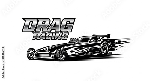 Drag Racing Car Speed Illustration.