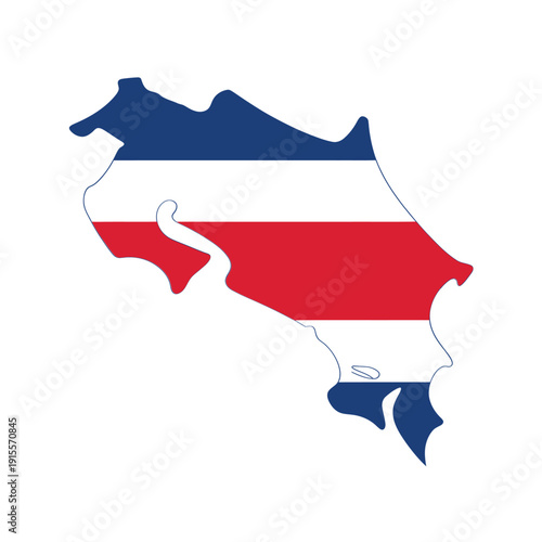 Costa rica s national flag displayed as the country s geographic shape