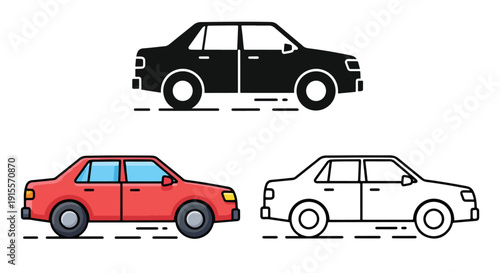 Classic car icons set flat design vector illustration - Vector icon Set - Stickers and Clipart - PNG and SVG Icon collection - Lineal icons - logo template