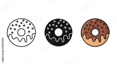 Donut icons set flat design vector illustration - Vector icon Set - Stickers and Clipart - PNG and SVG Icon collection - Lineal icons - logo template