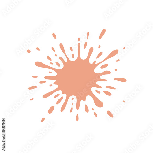 A vibrant coral colored splash or blot resembling a paint splatter