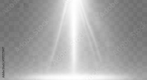 Dramatic spotlight shining down on empty stage with bright light beam