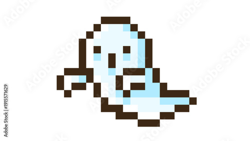 Cute Spooky Ghost Pixel Art Character
