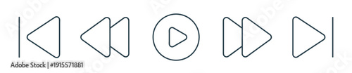Playback Line Icons Set for Media Player Controls and Interface Design. Outline vector illustration