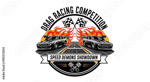 Drag Racing Competition Logo Design.