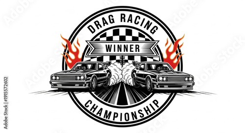 Drag Racing Championship Winner Logo.