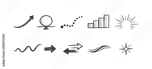 Business growth outline icon set. Analytics, success, finance, strategy icons collection