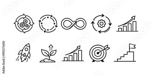 Business, finance linear icon set. Corporate, money, financial services line icons.