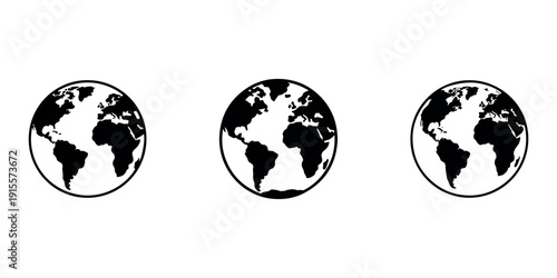 Earth globe icon vector illustration set. planet earth symbol. world icon. global sign. map international symbol.