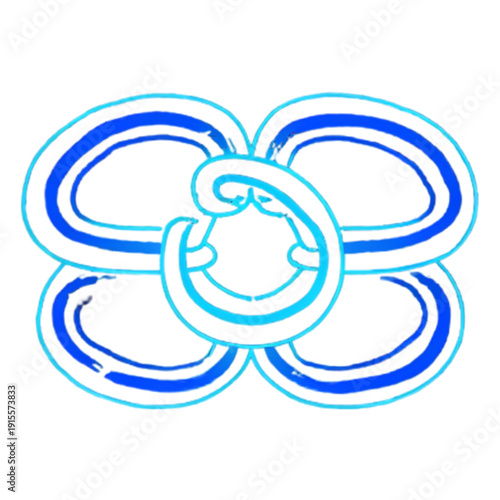 Four elongated oval shapes radiate from a central swirling loop, creating a visually interesting floral or propeller-like design.