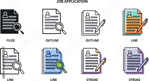 Eight different icon styles for job applications