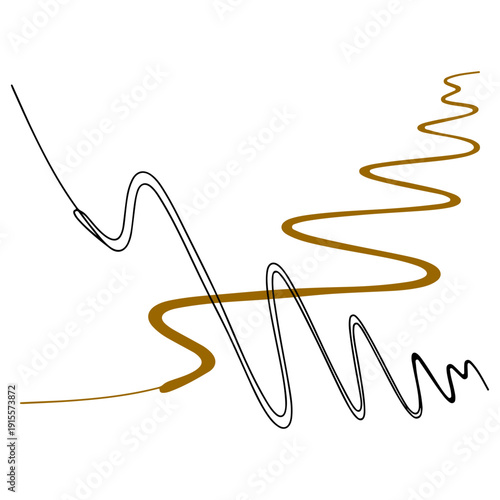 A continuous line drawing illustration, a long, winding line on the ground