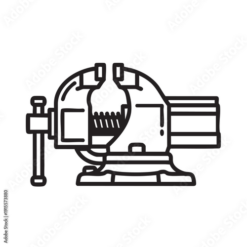 A vice tool is illustrated in a simple line art style on a plain white background from a front viewpoint