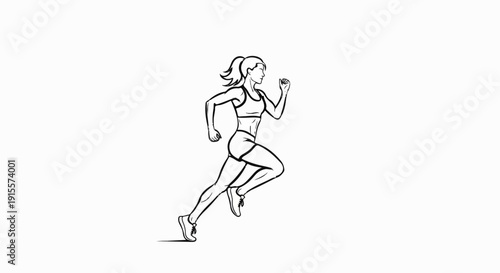 Dynamic line art of a woman in athletic wear running