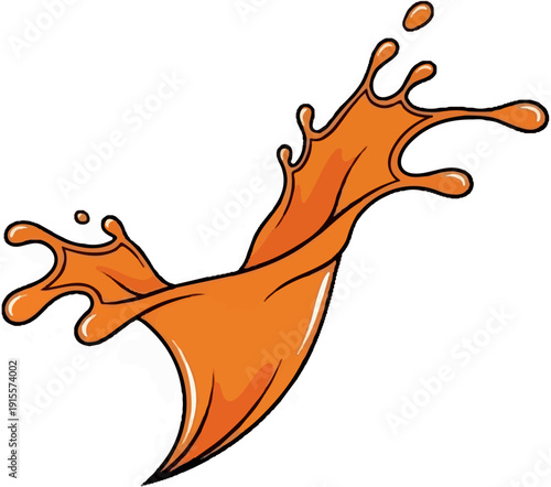 Dynamic orange liquid splash, fluid motion, droplets, abstract
