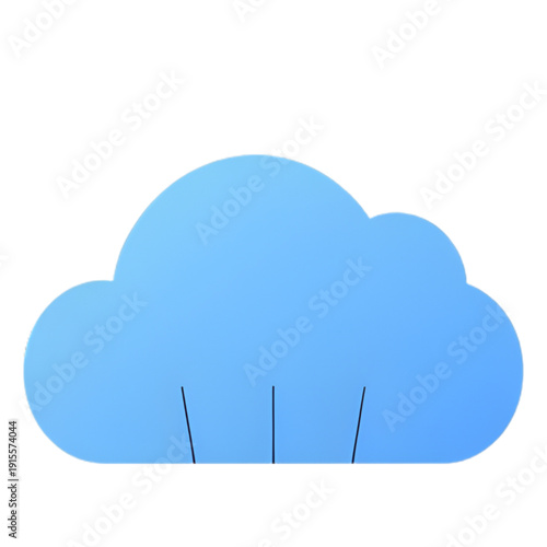 A singular light blue cloud icon is depicted with three subtle vertical lines extending downwards, indicating activity or service.
