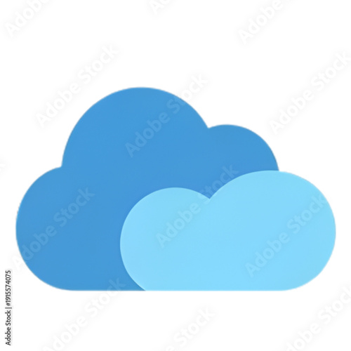 Two distinct shades of blue cloud icons overlap, creating a sense of depth and collaborative digital services.