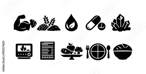 Power, energy flat icon set. Electricity, renewable energy, power resources icons flat design