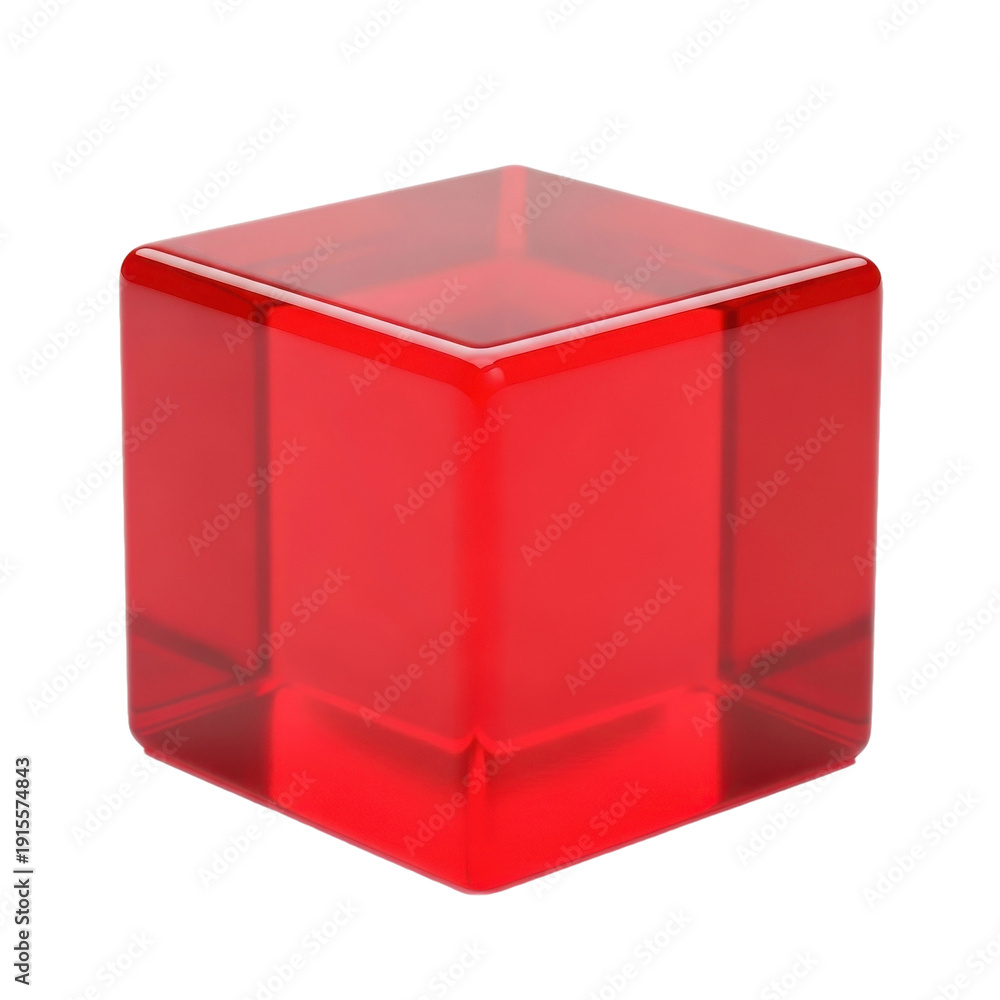 Fototapeta premium Red Glass Cube Isolated Black Background