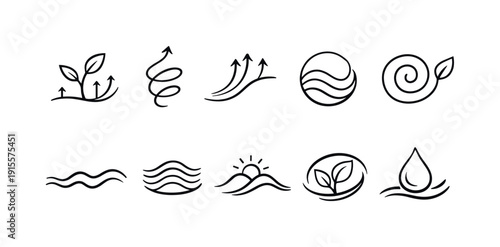 Nature and environment line icon set. Green energy, eco symbols, sustainable living icons