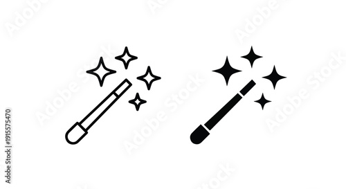 Magic wand with stars vector illustration flat design - Vector icon Set - Stickers and Clipart - PNG and SVG Icon collection - Lineal icons - logo template