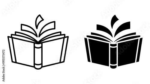 A dynamic illustration of an open book with fanned pages, conveying an abundance of stories or information.