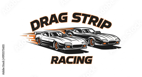 Drag Strip Racing Cars Illustration.