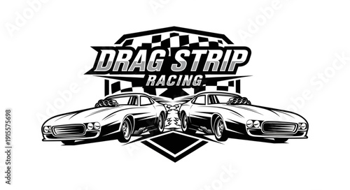 Drag Strip Racing Cars Illustration.