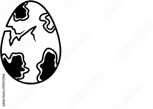 Cracked egg with dark splatters and jagged breaks