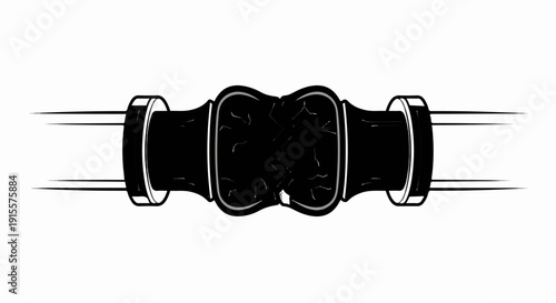 Cracked pipe with connections, conveying flow or rupture