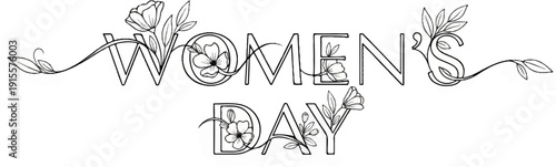 Elegant lettering celebrates "Women's Day" with floral flourishes
